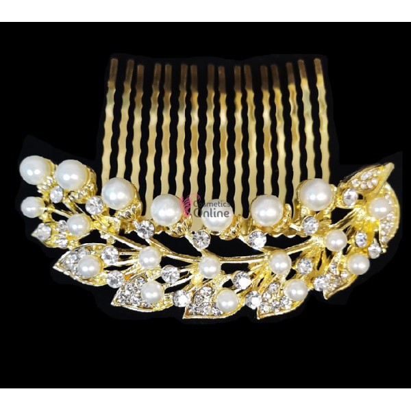 Accesoriu elegant pentru decor par AP021CC Aurie cu cristale si perle